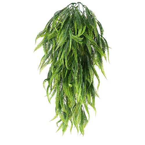 HUAESIN 2pcs Planta Colgante Artificial Helecho Decoracion 85cm Enredadera Plastico Plantas Artificiales Decorativas para Balcon Pared Patio Terraza Hogar Cocina Baño Puerta Boda Fiesta Cafeteria