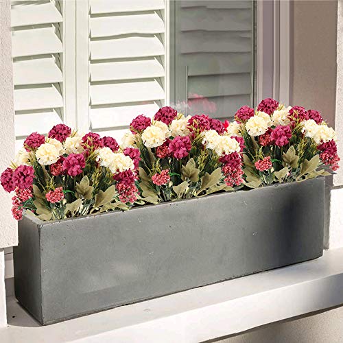 HUAESIN 2pcs Ramo de Flores Artificiales Hortensias 7 Cabezas Flores de Plastico Claveles Ramo Flores de Tela para Interior Exterior Boda Navida Jarrones Mesa Fiesta Cumpleaños Aniversario Hogar