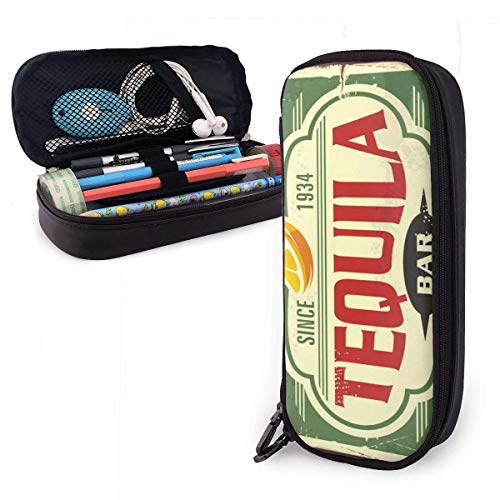 huatongxin Tequila Bar - Estuche para lápices de hojalata vintage de gran capacidad, soporte para rotuladores, organizador de papelería, estuche para lápices, estuche para bolígrafos con almacenami