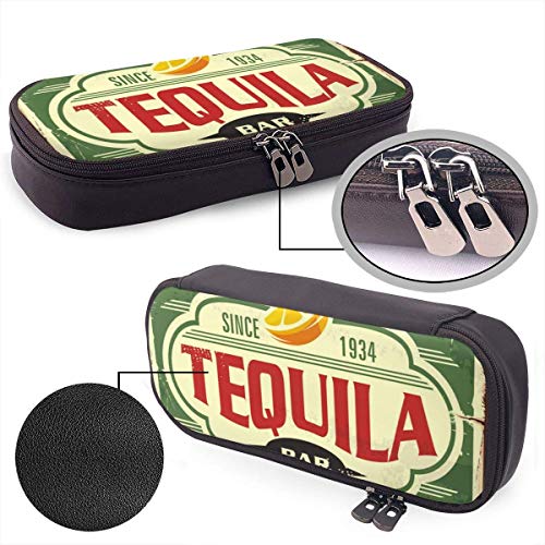 huatongxin Tequila Bar - Estuche para lápices de hojalata vintage de gran capacidad, soporte para rotuladores, organizador de papelería, estuche para lápices, estuche para bolígrafos con almacenami