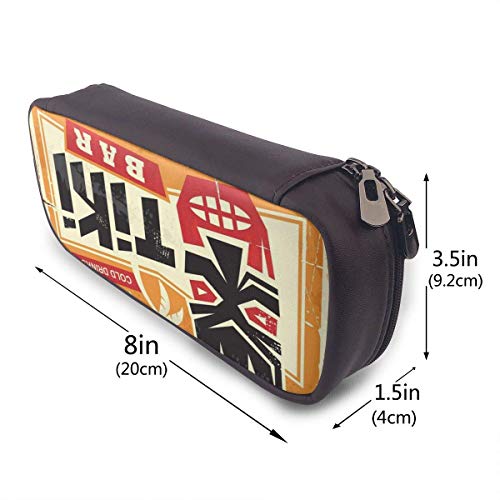 huatongxin Tiki Bar - Estuche para lápices con letrero de hojalata vintage de gran capacidad, soporte para marcadores de lápiz, organizador de papelería, estuche para lápices, estuche para bolígraf