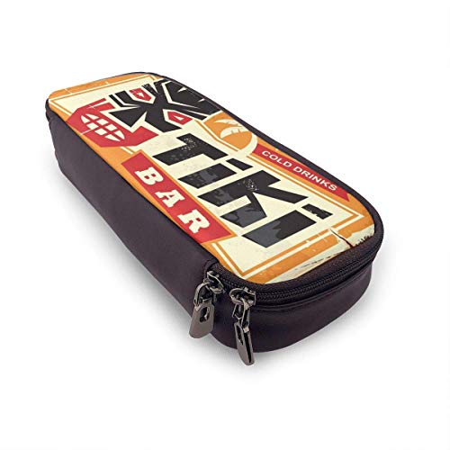 huatongxin Tiki Bar - Estuche para lápices con letrero de hojalata vintage de gran capacidad, soporte para marcadores de lápiz, organizador de papelería, estuche para lápices, estuche para bolígraf