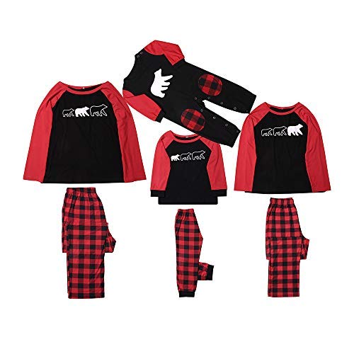 HUAZONG - Juego de pijamas de Navidad para padre, mamá, bebé y niños, diseño de oso impreso para vacaciones en casa pijamas Papá L