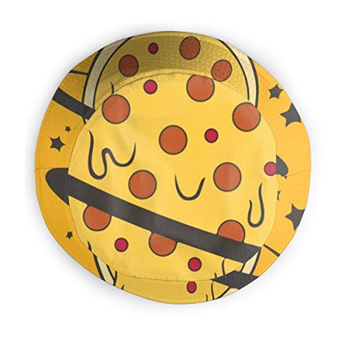 huibe Bucket Hat Packable Reversible Unique Planet Pizza Lámina Bucket Sun Hat Summer Fisherman Cap para Hombres Mujeres Negro