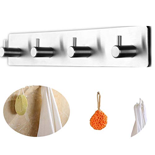 HUIHUAN Ganchos para pared Gancho para perchas/Perchero, Gancho metálico fuerte Cocina Gancho de acero inoxidable 304 Puerta de baño Pared posterior Pared No hay rastro Colgar almacenamiento