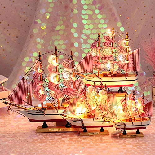 Hummla Sala de Estar Creativa Vela Lisa Modelo de velero Adornos Decoración de Oficina Embarcaciones Artesanías Gong yi Chuan Pequeño Adorno, 16 cm de Rayas Azules sin luz, Caja de Colores Embalaje