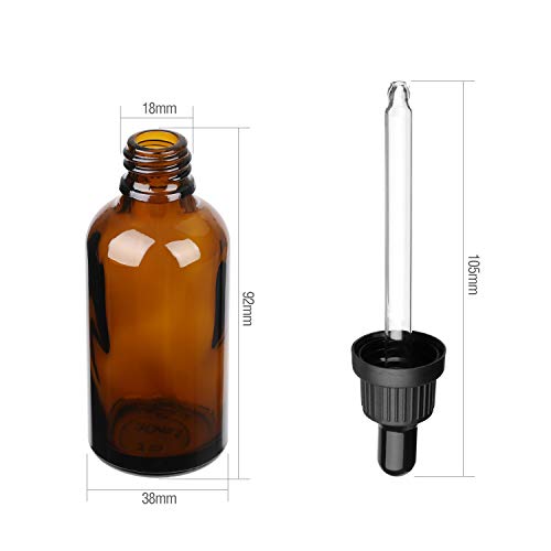 Hyber&Cara Amber Frasco Cuentagotas Cristal 50ml, Botellas Cuentagotas con (Pipeta Cuentagotas Cristal), para Aceite Esencial, Masaje, Fragancia, Aromaterapia, Laboratorio, E-Líquidos, 4 unidades