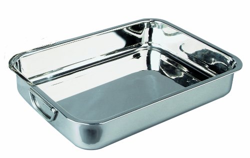 Ibili 651430 - Rustidera Clásica Inox con asas metálicas abatibles 32 x 24.5 x 5.5 cm