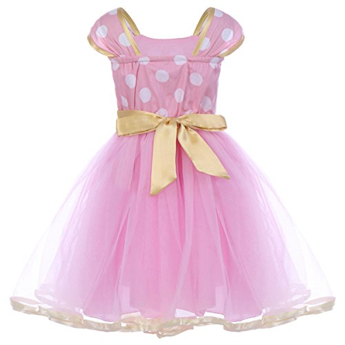 IBTOM CASTLE Traje Princesa Fiesta Minnie Vestido Bautizo para Bebés Niñas Ropa Recien Nacido Infantil Tutú Ballet Lunares Rosa 2-3 Años