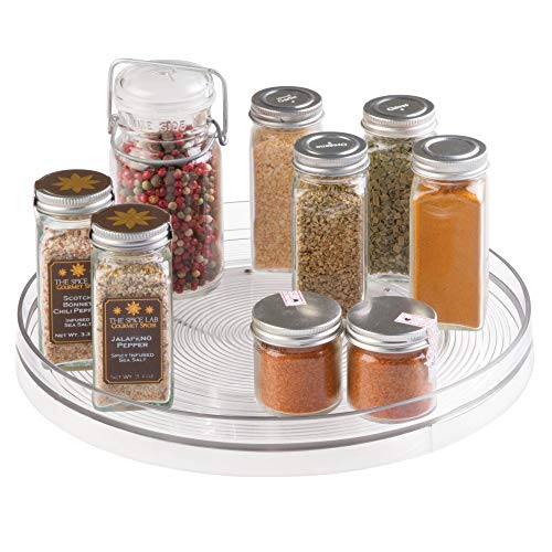 iDesign Plato giratorio para la cocina, organizador de armarios grande de plástico libre de BPA, especiero giratorio para guardar especias y tarros en la despensa, transparente