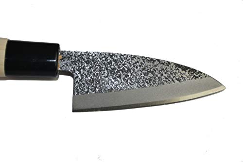 Ikeuti Cuchillo de Cocina Deba Japones Artesanal Kozabe Hoja martillada 9cm- Cuchillos de Cocina Profesionales - Forjado a Mano
