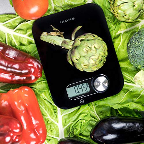 IKOHS PONDUS BLACK - Báscula de Cocina ecológica generación de energía, sin pilas ni baterias