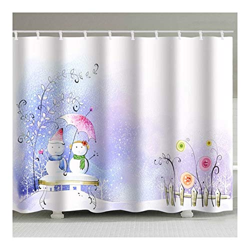 Impermeable Fondo del día del muñeco de Nieve de Navidad con Colgar la Cortina de Ducha Impermeable Hotel de baño (Color : D, Size : 200x180cm)