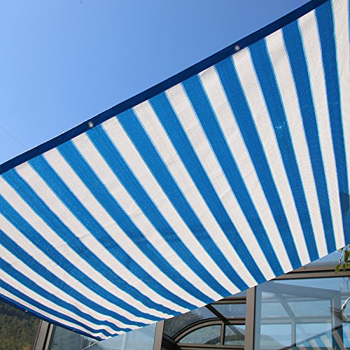 Insun Toldo contra el Sol y Rayos UV Vela de Sombra para Exterior Parasol Rectangula protección UV Azul y Blanco a Rayas 200 x 300 cm