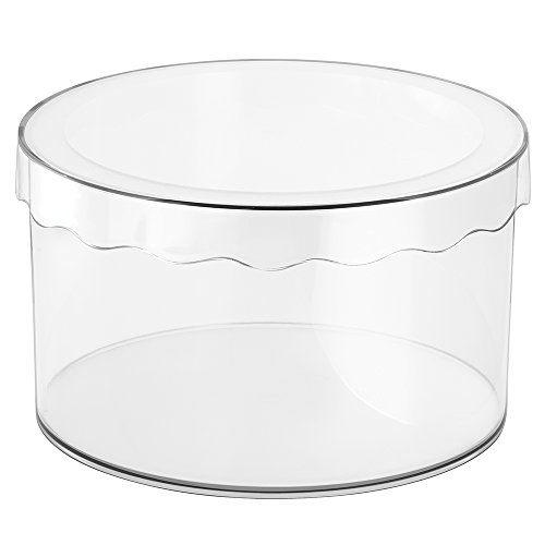 InterDesign Clarity Sombrerera con Tapa, pequeña Caja de Almacenamiento Redonda en plástico para pañuelos, Sombreros y Otros Accesorios, Transparente