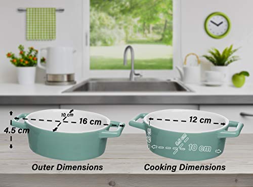 Invero® - Juego de 4 mini cuencos ovalados para horno a mesa, ideal para pasteles, tartas, quiches, cazuelas y más