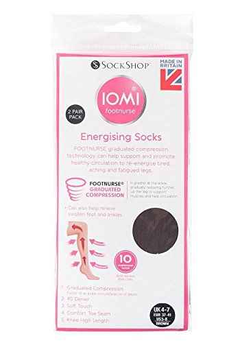 IOMI - 2 pares mujer 40 den altos medias compresion graduada en 4 colores (37-42 eur, Brown Energising)
