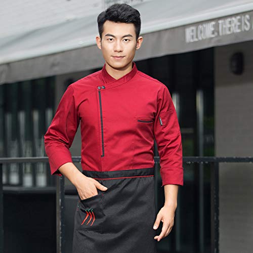 IPOTCH Chaqueta de Chef Cocina Ropa de Hostelería Aficionados - rojo, 3XL