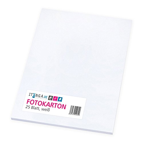itenga, cartulina fotográfica blanca 25 hojas A4, 300 g/m² grueso – Papel impresora Papel Papel para manualidades