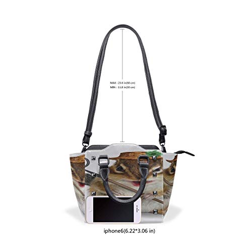 IUBBKI Bolsa de mensajero de hombro de lona Divertido granjero de animales Ardilla Tenedor de heno Mangos personalizados Monederos Remache de cuero de la pu Moda portátil