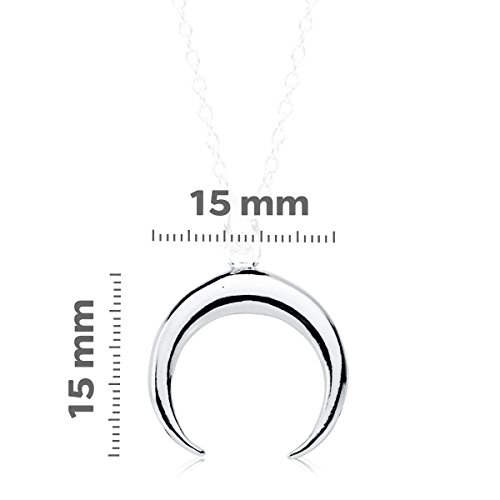 Iyé Biyé Jewels - Collar Mujer niña Plata de Ley 925 Media Luna Invertida 15 x 15 mm Cadena Forzada 45 cm Cierre reasa