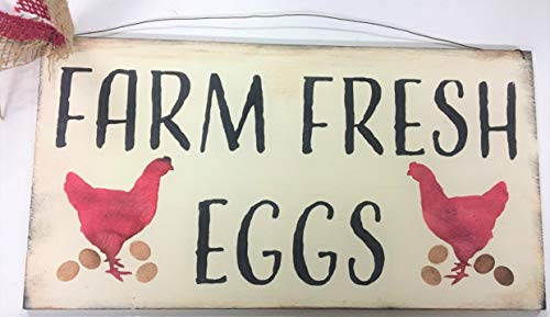 Ja242oe Farm Fresh Eggs Rooster gallina Campo Granja Cocina decoración de Madera Pared Art Sign