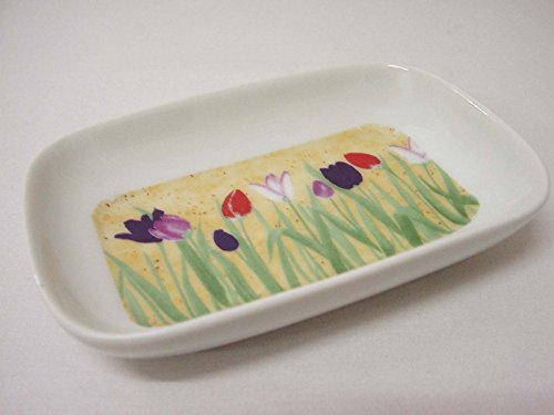 JABONERA BORDE PEQUEÑA PORCELANA TULIPANES CESPED COLORES