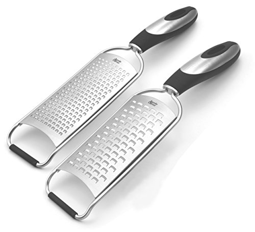Jamie Oliver JB9130-Juego de rallador (Fino y Grueso), Acero Inoxidable, Plateado/Negro