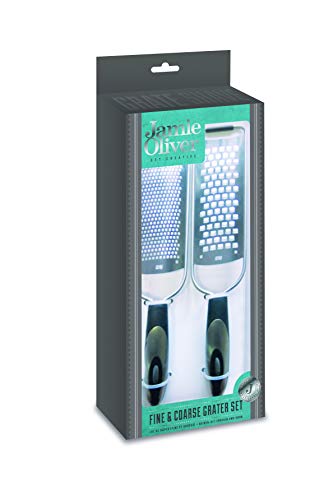 Jamie Oliver JB9130-Juego de rallador (Fino y Grueso), Acero Inoxidable, Plateado/Negro
