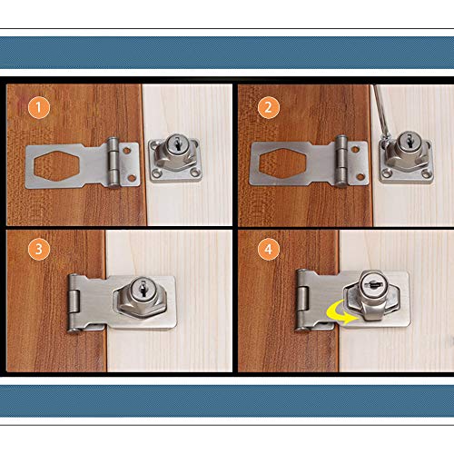 JaneYi (2 Piezas) Cerrojo de Metal 65mm Hebilla del Pestillo de La Puerta con Candado y Llave - Cromado Hardware para Cerrar Cobertizo Puertas Gabinetes Cajas Mueble