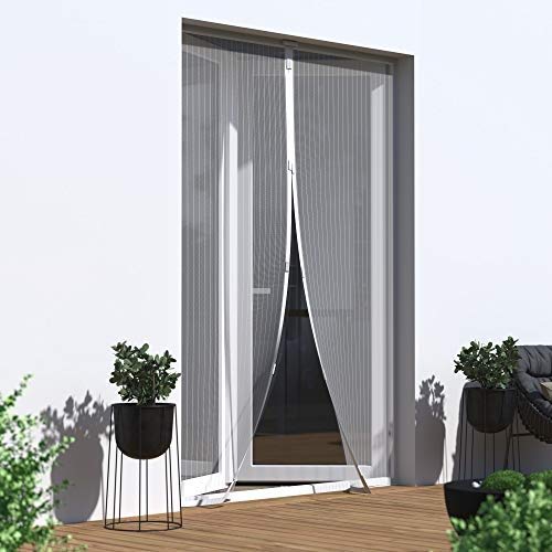 JAROLIFT Mosquitera Cortina magnética para puertas 160 x 230cm, blanco, individual cortable (Ancho y altura)