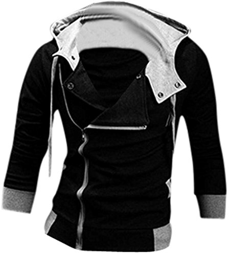 jeansian Hombres Sudaderas con Capucha Outwear Tapas Men's Casual Hooded Sweatshirts Outwear Tops 8945 Black M