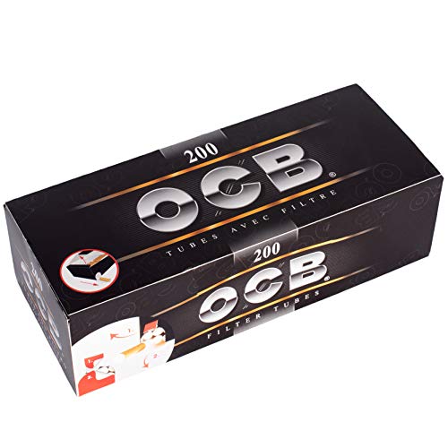 JeVx Maquina Liadora de Tabaco + 200 Tubos con Filtro OCB - Entubador Electrico para LLenado de Cigarros Entubar Cigarrillos de Fumar entubadora Electrica para liar (Negro)