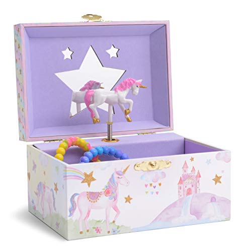 Jewelkeeper - Caja Musical para Joyas para Niñas, con Unicornio Arco Iris y Estrellas de Lentejuelas - Melodía The Unicorn