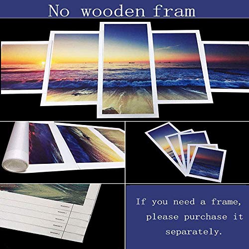 JIAORLEI Arte De La Lona De 5 Piezas Poster Pinturas Decorativas Modernas sobre Lienzo Arte De La Pared para Decoraciones del Hogar Gran Paisaje De La Tierra Azul De La Vía Láctea-Without Frame