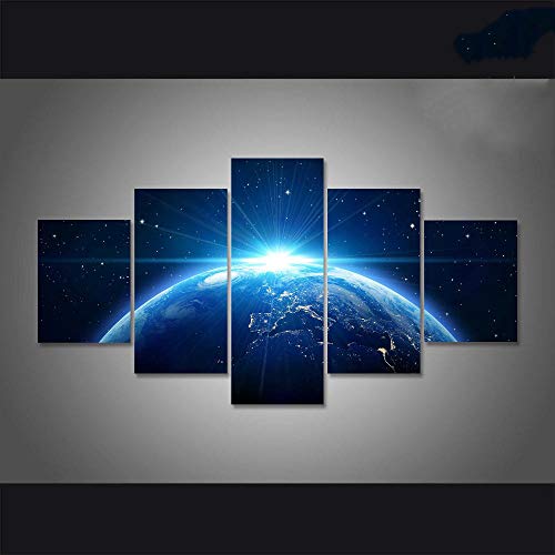 JIAORLEI Arte De La Lona De 5 Piezas Poster Pinturas Decorativas Modernas sobre Lienzo Arte De La Pared para Decoraciones del Hogar Gran Paisaje De La Tierra Azul De La Vía Láctea-Without Frame