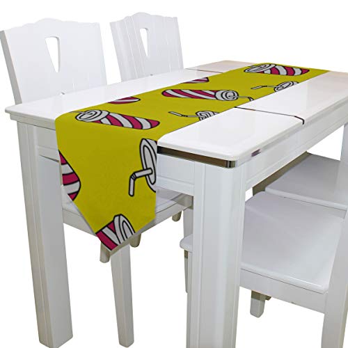 JINCAII Bolsos de Mujer a la Venta Ácido cítrico Fresco Soda Dulce Cubierta de Tela de Agua Camino de Mesa Mantel Cocina Comedor Decoración para el hogar Interior 13x90 Pulgadas Totes Organizador
