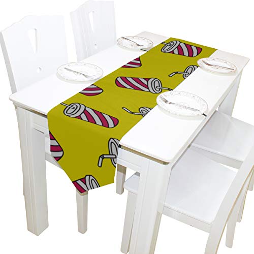 JINCAII Bolsos de Mujer a la Venta Ácido cítrico Fresco Soda Dulce Cubierta de Tela de Agua Camino de Mesa Mantel Cocina Comedor Decoración para el hogar Interior 13x90 Pulgadas Totes Organizador