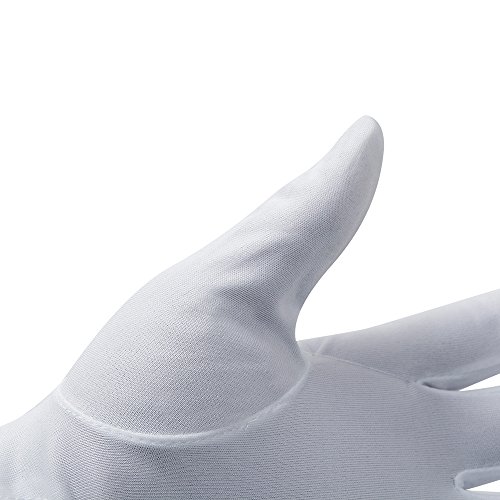 JISEN hombres policía formal esmoquin honor guardia desfile de nylon algodón guantes 26cm Blanco 1 par. Talla única
