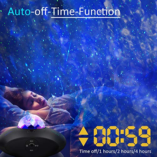 JOKBEN - Proyector de luz nocturna con LED, diseño de estrellas, color que cambia el reproductor de música con Bluetooth, WiFi y control de voz, rotación de 360 °, para decoración del hogar