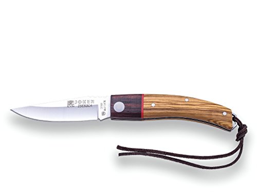 Joker Navaja Deportiva Ibérica NO140, cachas en Madera de Olivo, virola Palisandro, Hoja de 7,5 cm INOX MOVA, Herramienta de Pesca, Caza, Camping y Senderismo