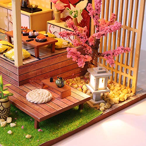 josietomy DIY Mini House, Casa de muñecas Kit para Adultos, casa de muñecas, casa de muñecas, Villa Miniatur Home Modelo, Estilo japonés Sakura Cottage, cumpleaños Navidad Regalo para niños y niñas