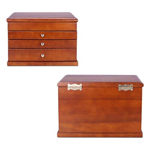 Joyero Organizador 4 capas con 3 cajones y Envase regalo de boda Caja de cumpleaños pendientes del collar de la caja del anillo de muchachas de las mujeres joyas espejo de almacenamiento de visualizac