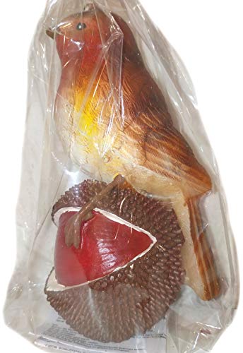 Juego de 2 velas con forma de pájaro sobre frutas otoñales, 15 cm de altura