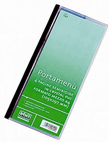 Juego de portamenús – 4 páginas semirrígidas de cristal PVC cad. - Tamaño medio A4 (105 x 297 mm), color Bordo Nero - 2 Pezzi