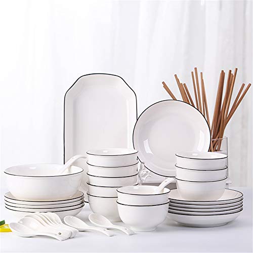 Juego de vajilla de cerámica para comer arroz, plato hueso de porcelana 10 cuadrados.