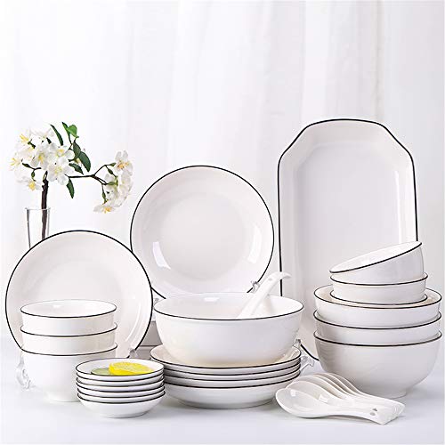 Juego de vajilla de cerámica para comer arroz, plato hueso de porcelana 10 cuadrados.