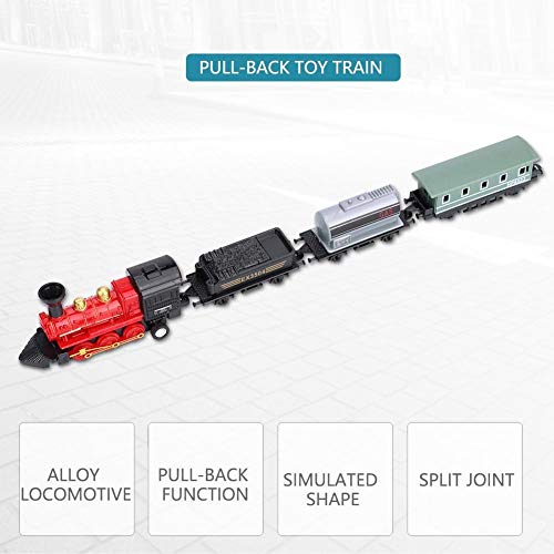 Juguete de Coche aleación para niños, Tren de Vapor Retro de aleación clásica y plástico Tren simulado Modelo de retracción de Juguete Infantil para niños (Red)