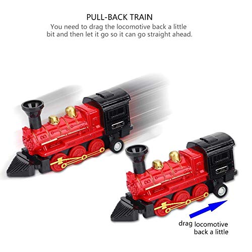 Juguete de Coche aleación para niños, Tren de Vapor Retro de aleación clásica y plástico Tren simulado Modelo de retracción de Juguete Infantil para niños (Red)