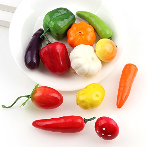 Justdolife 12PCS Hortalizas Artificiales Realista Surtido de Decoración de Casa Verduras Conjunto de Alimentos Decorativos